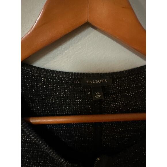 Talbots Black Zip Front Cardigan Sweater Jacket Women’s XL Long Sleeve - Picture 2 of 6